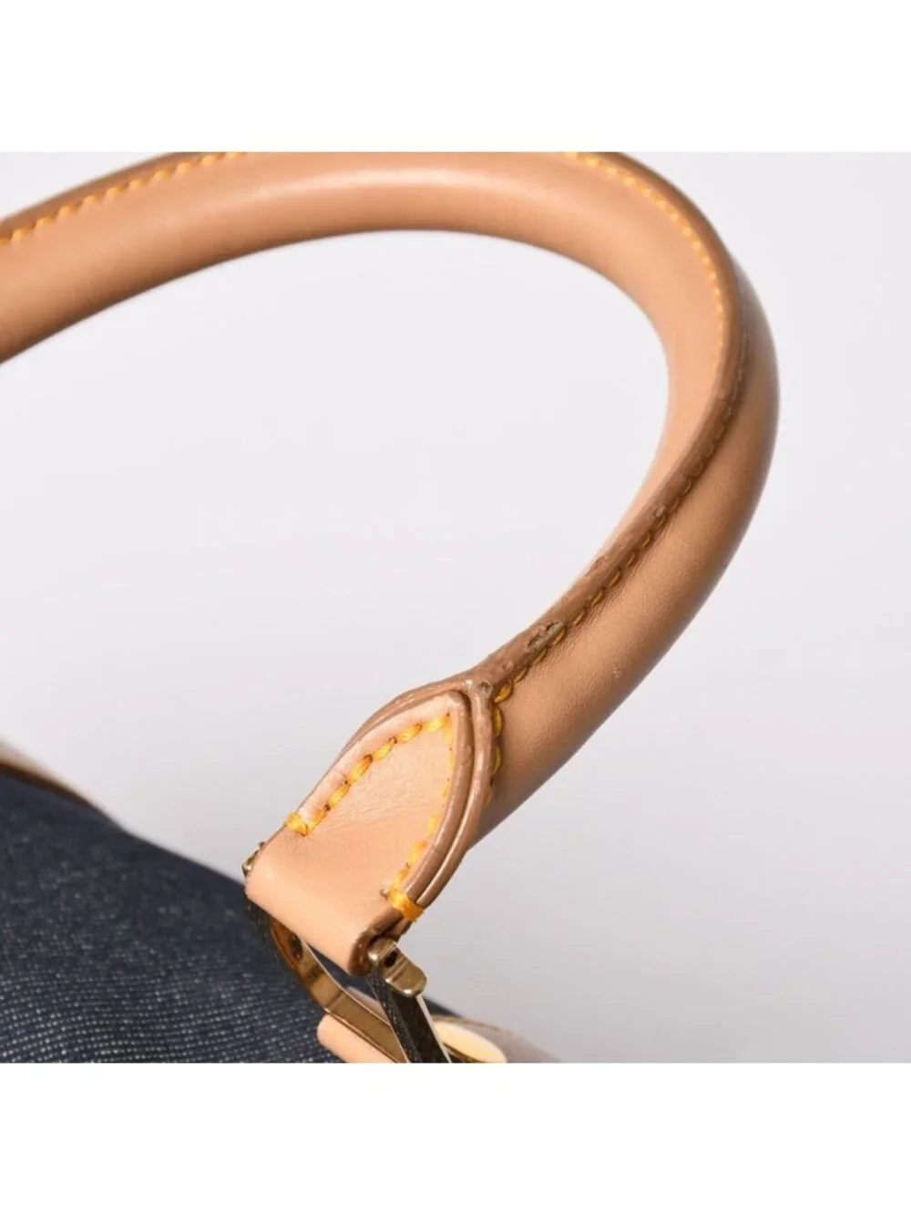 Dior Trotter Handbag Denim 35 Boston Gold